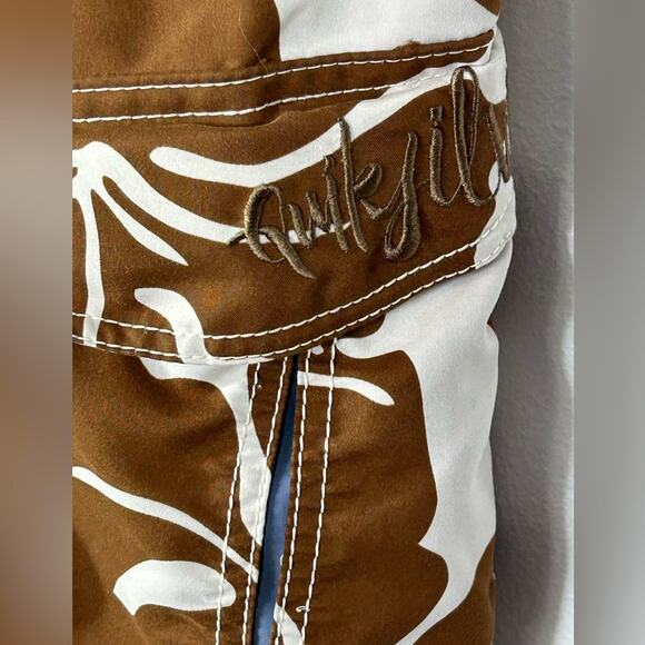 Quiksilver Men's Unlined Swim Trunks Size 36 Brown Leaf Print - Picture 4 of 15
